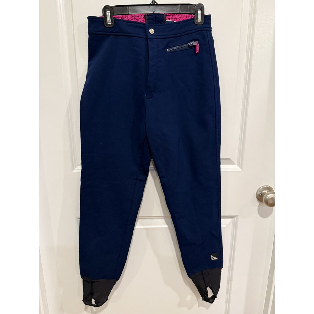 Vintage Schoeller Switzerland Stirrup Ski Pants Navy Wool Blend Made in USA 12